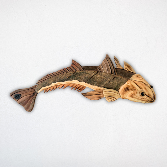 Wooden Flathead Fish Sculpture