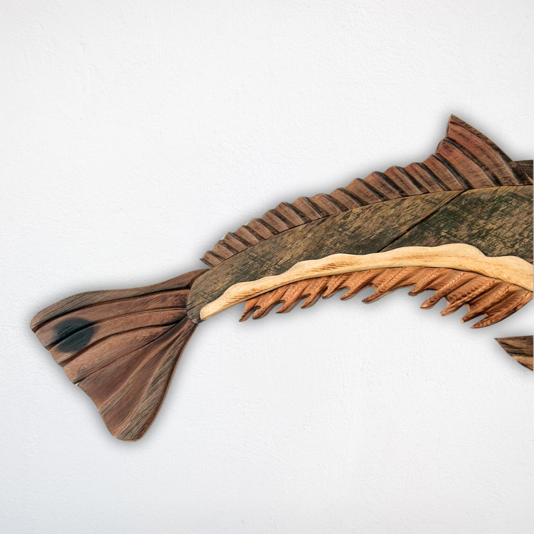 Wooden Flathead Fish Sculpture