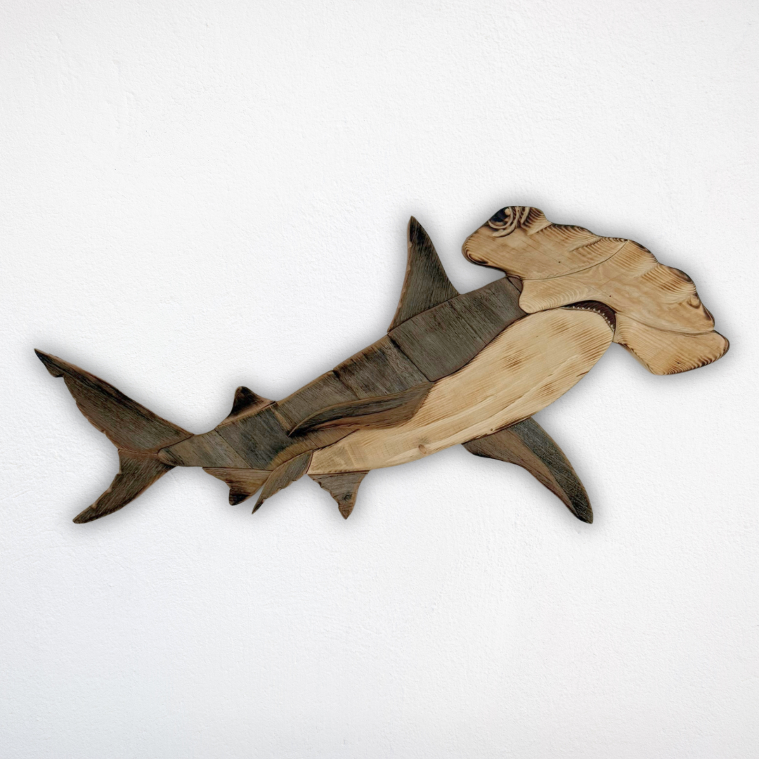 Wooden Hammerhead Shark Sculpture