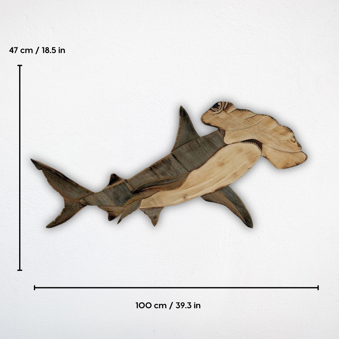 Wooden Hammerhead Shark Sculpture
