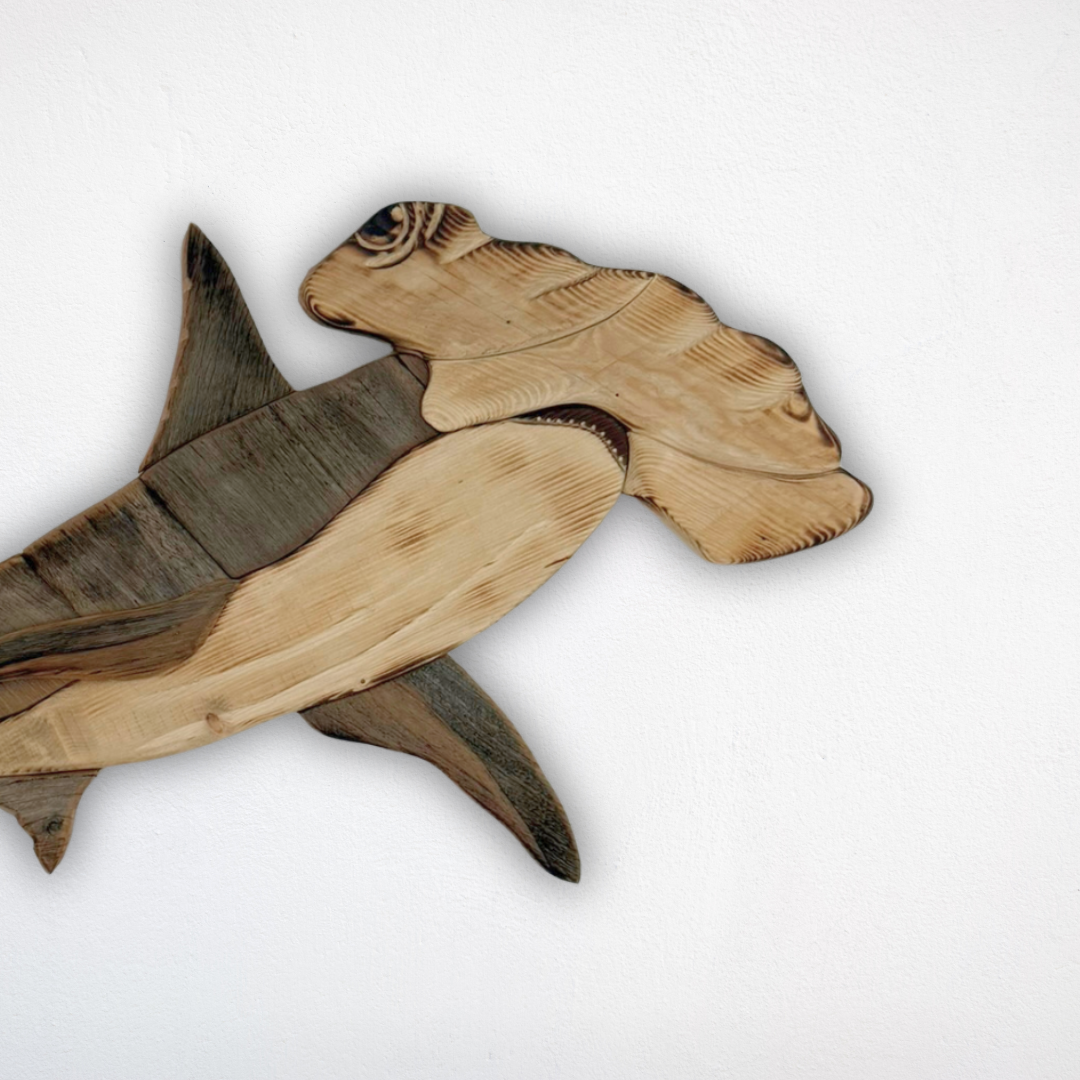 Wooden Hammerhead Shark Sculpture