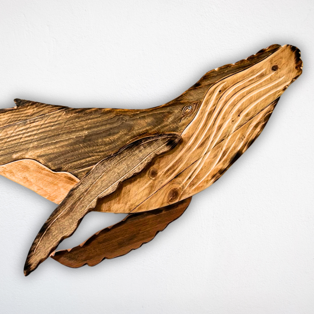 Wooden Lady Whale Sculpture