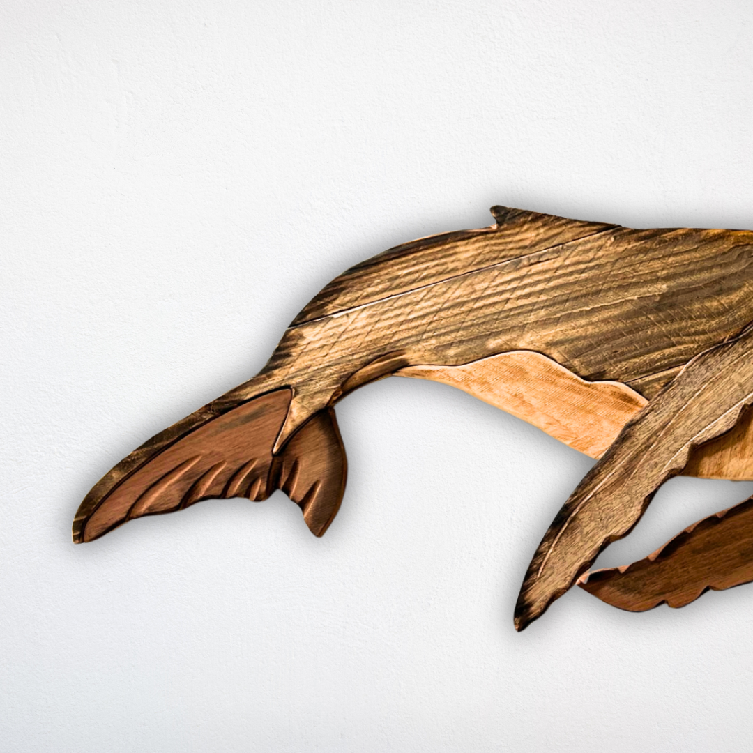 Wooden Lady Whale Sculpture