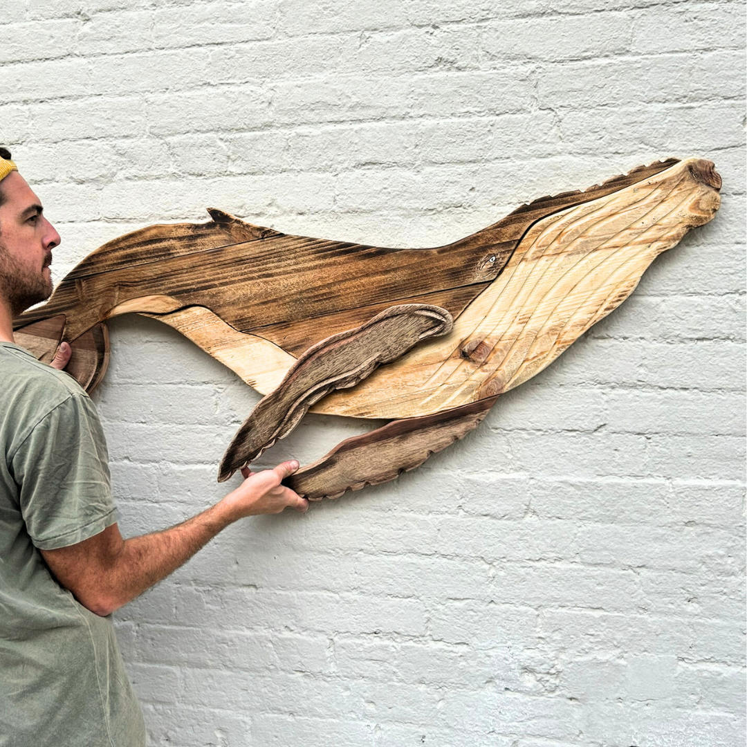 Wooden Lady Whale Sculpture