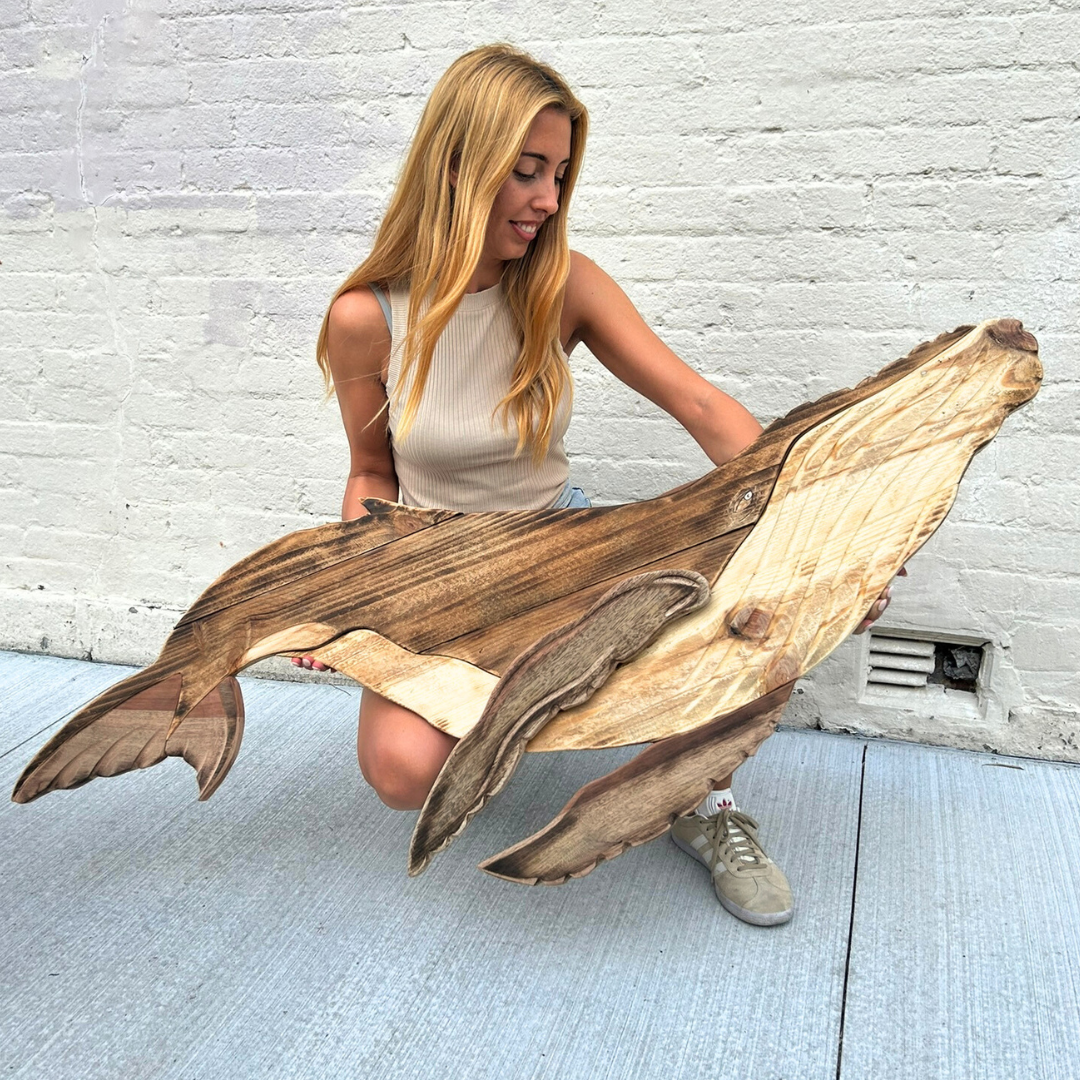 Wooden Lady Whale Sculpture