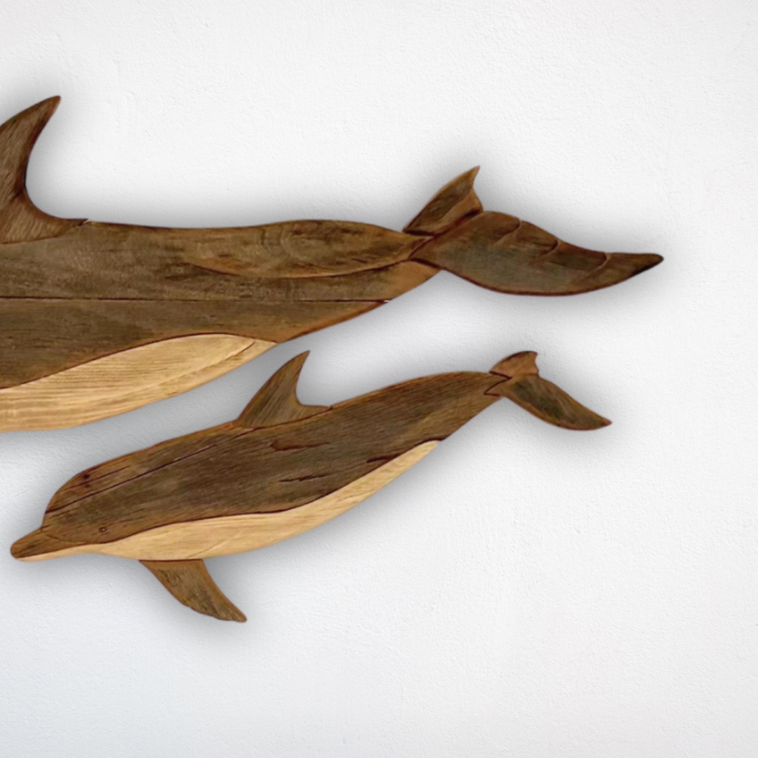 Dolphin Collection Handcrafted Mother Dolphin and Calf Sculptures, Coastal Decor β 142 ...