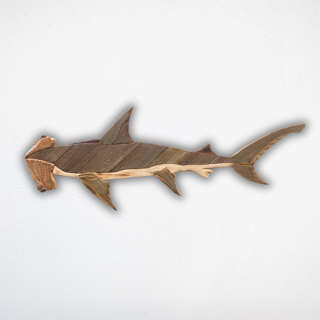 Wooden Hammerhead Shark Sculpture