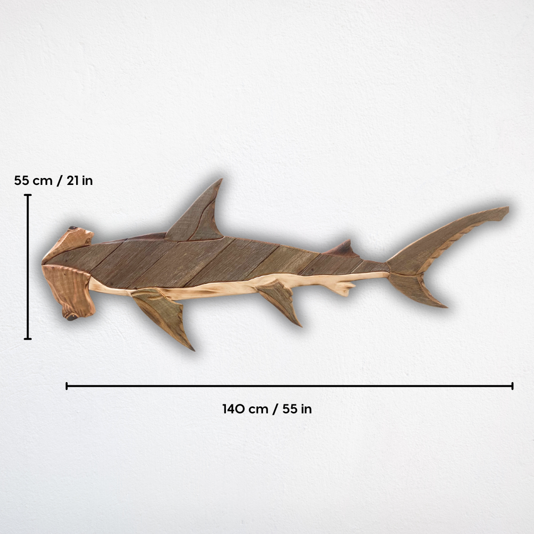 Wooden Hammerhead Shark Sculpture