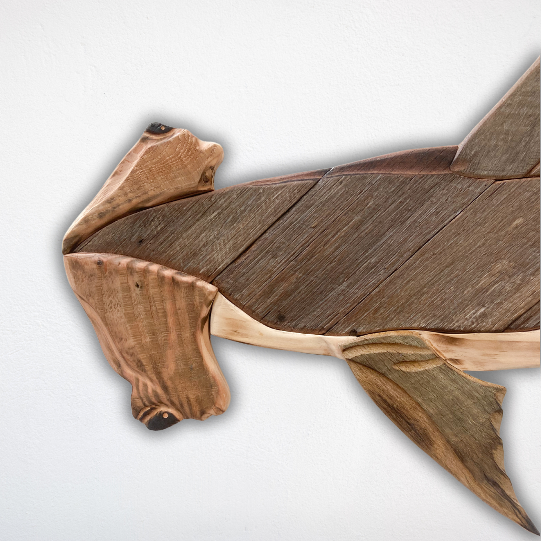 Wooden Hammerhead Shark Sculpture