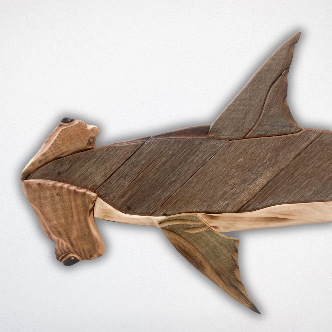 Wooden Hammerhead Shark Sculpture