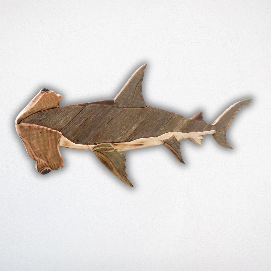 Wooden Hammerhead Shark Sculpture