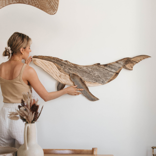 Wood Wall Art Humpback Whale Sculpture, Coastal Decor – 142 Wooden