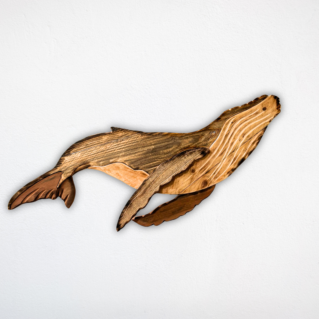 Wooden Lady Whale Sculpture