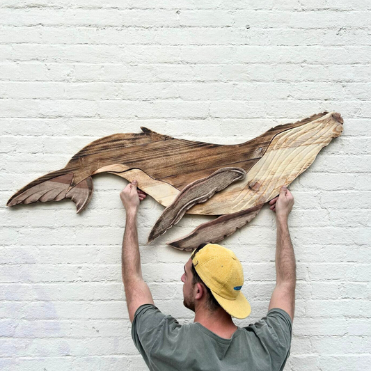 Wooden Lady Whale Sculpture