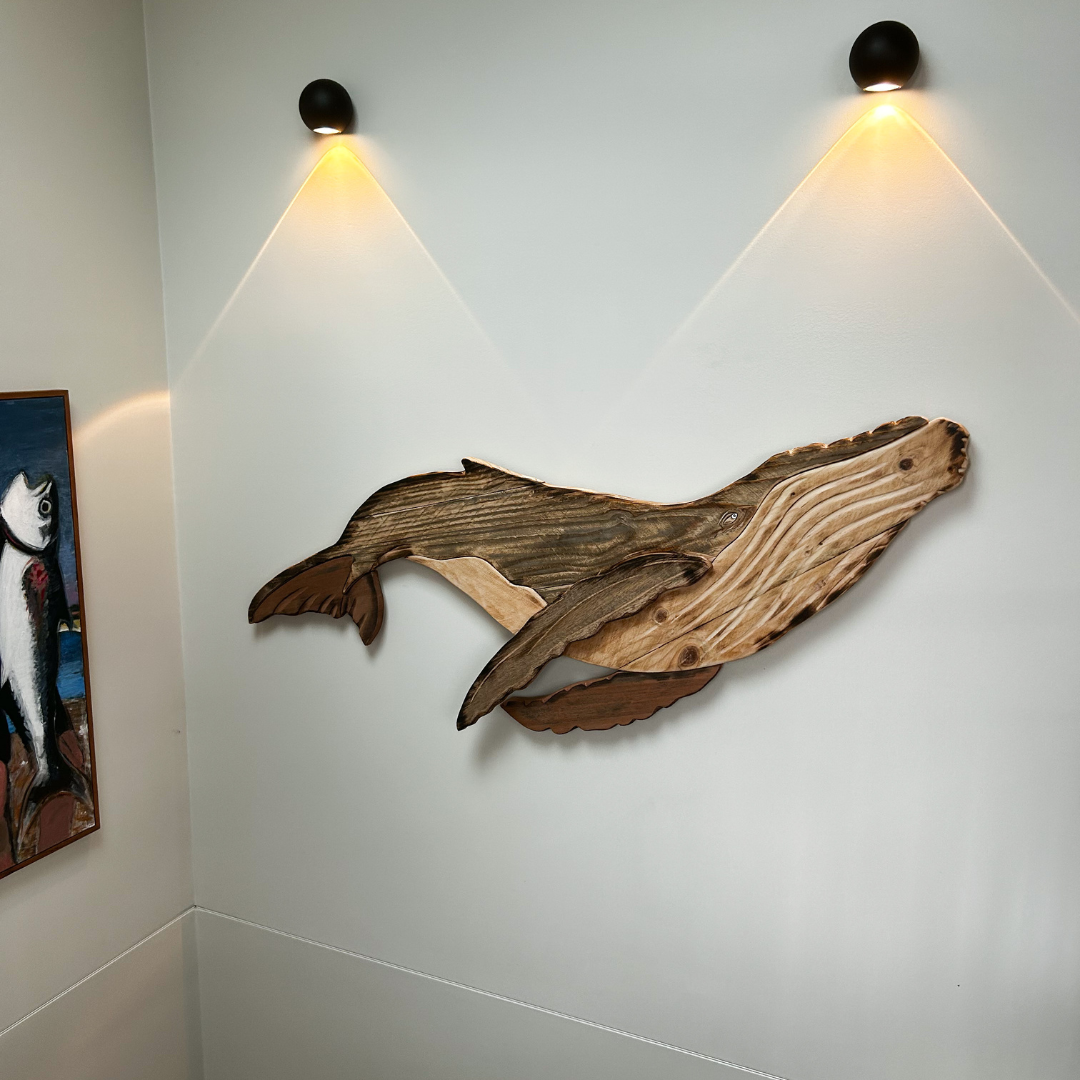 Wooden Lady Whale Sculpture