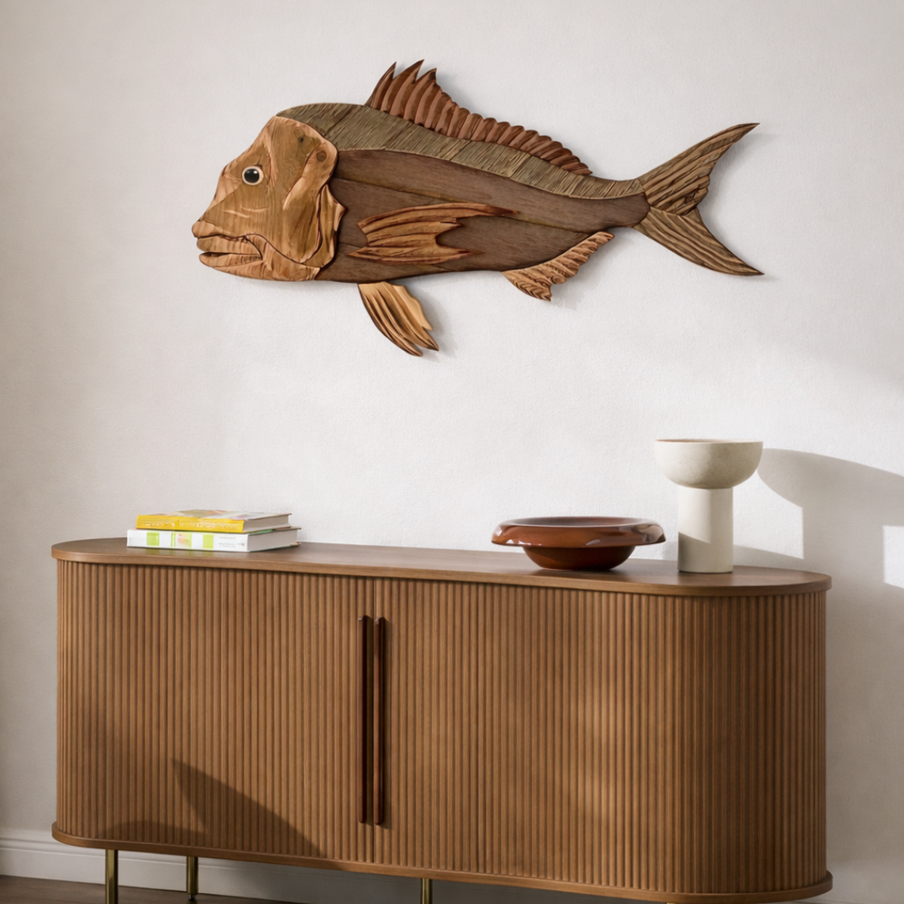 Snapper Sculpture | Handmade Reclaimed Wood Coastal Wall Art – 142 ...
