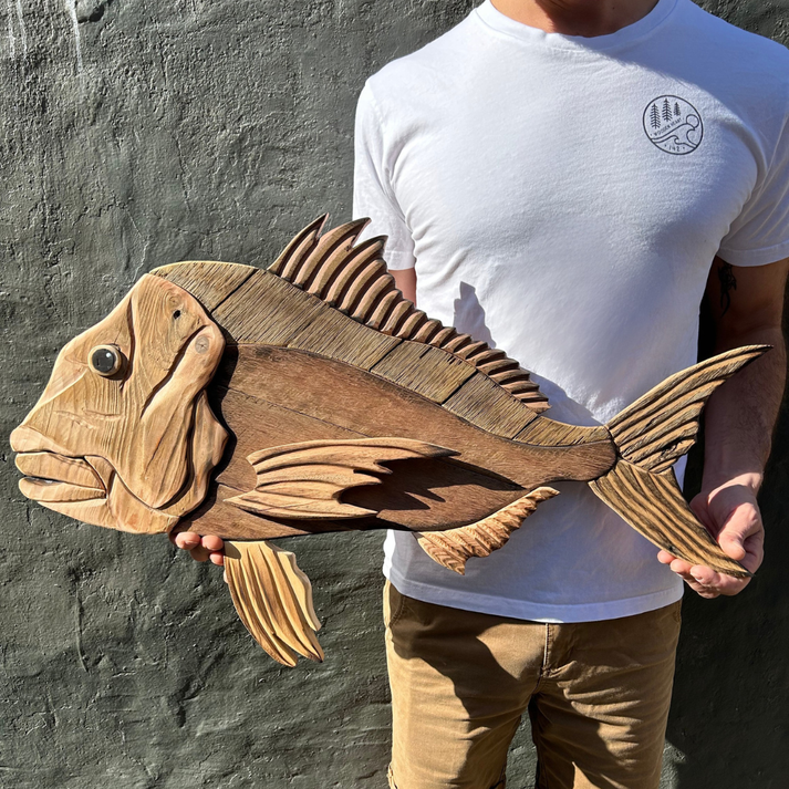 Snapper Sculpture | Handmade Reclaimed Wood Coastal Wall Art – 142 ...