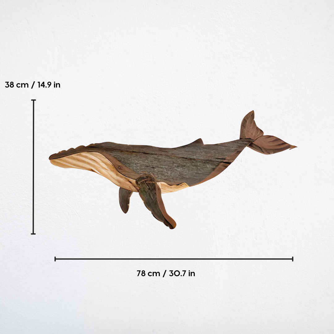 Wooden Whale Calf Sculpture