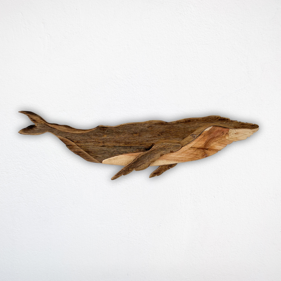 Small Wooden Humpback Whale Sculpture