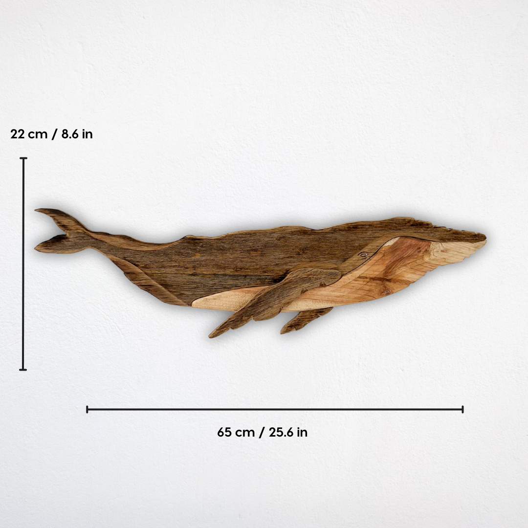 Small Wooden Humpback Whale Sculpture