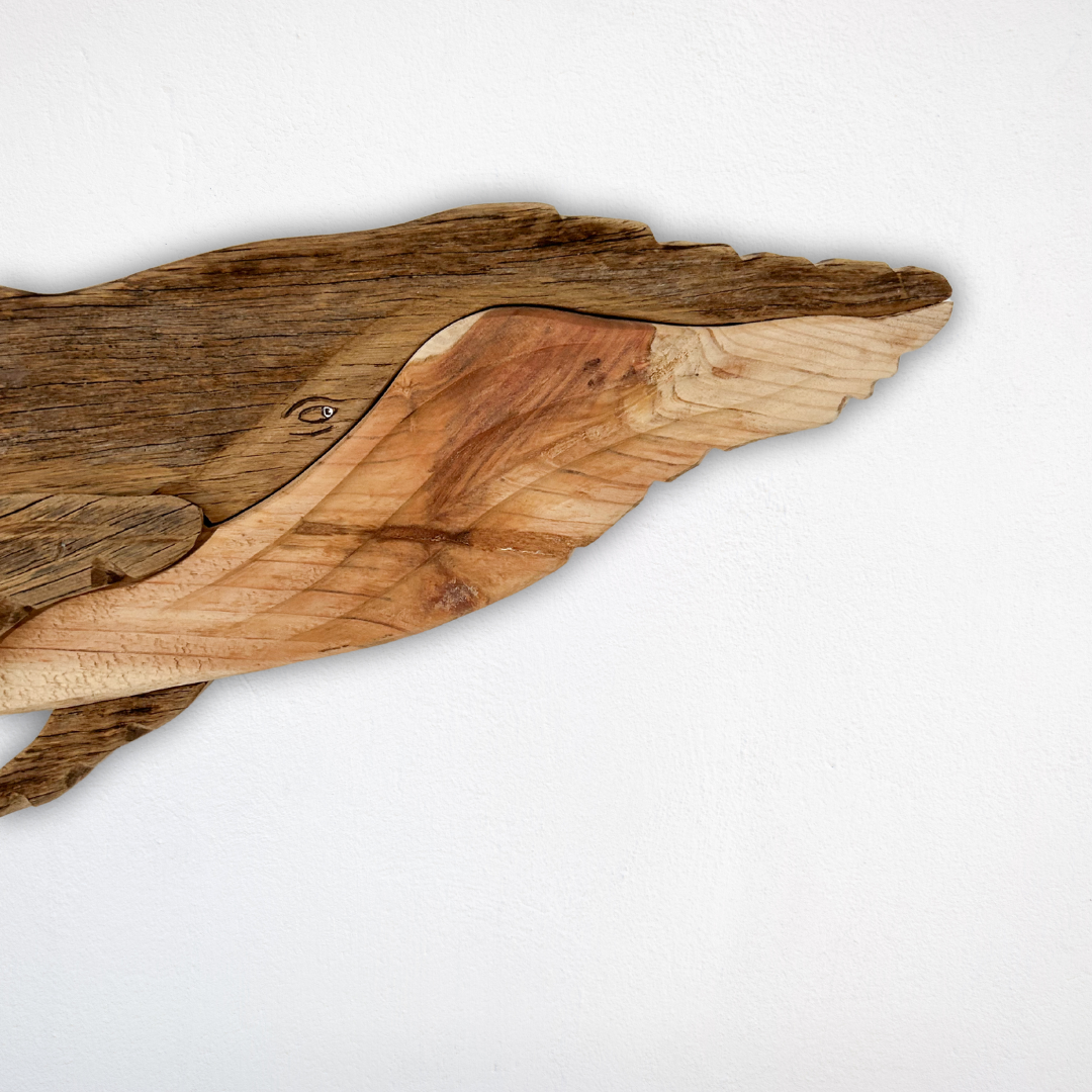 Small Wooden Humpback Whale Sculpture