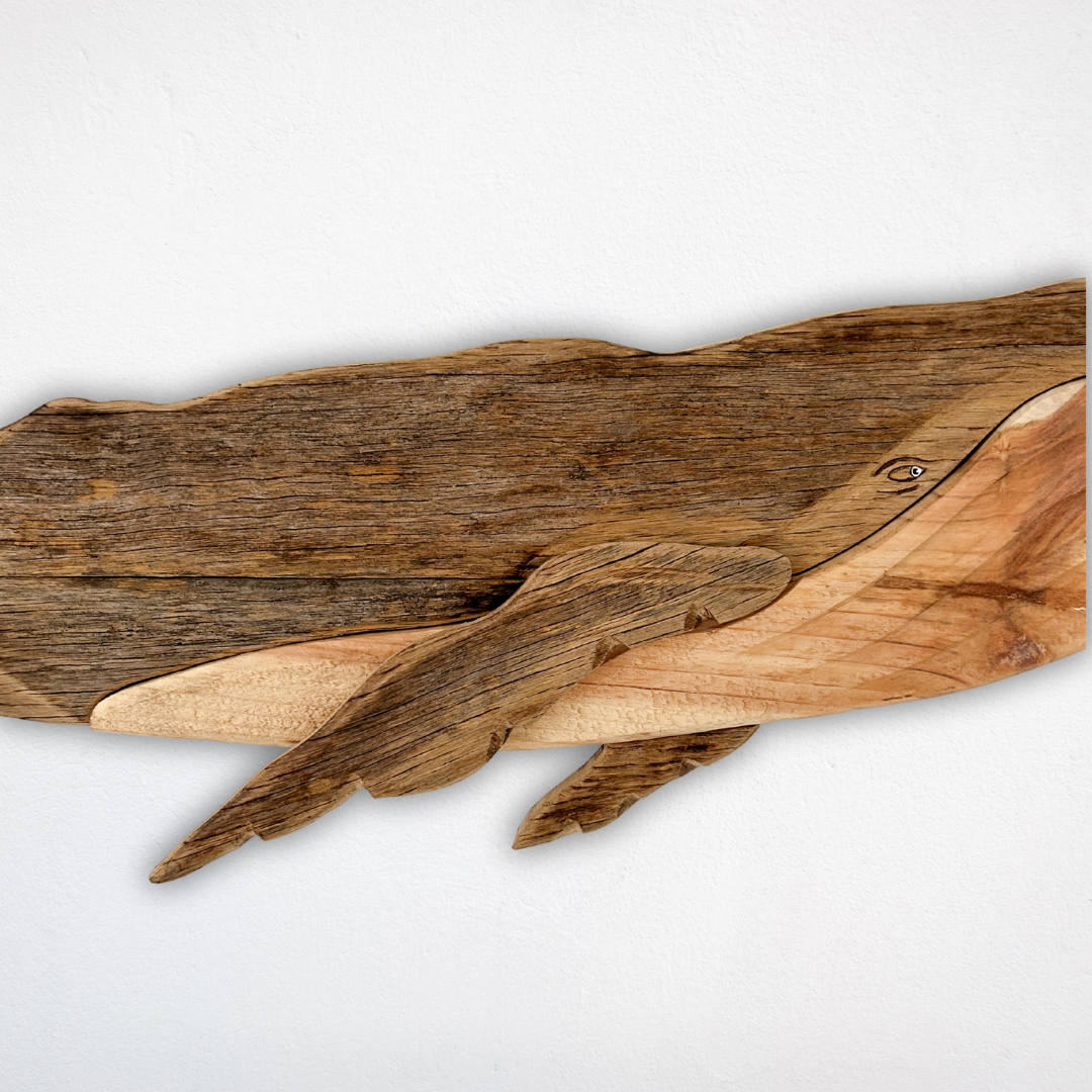 Small Wooden Humpback Whale Sculpture