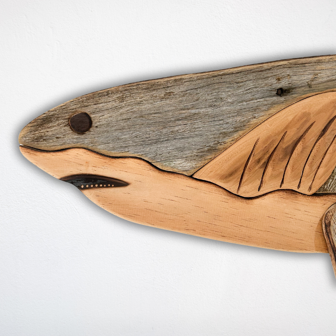 Wooden Great White Shark Sculpture