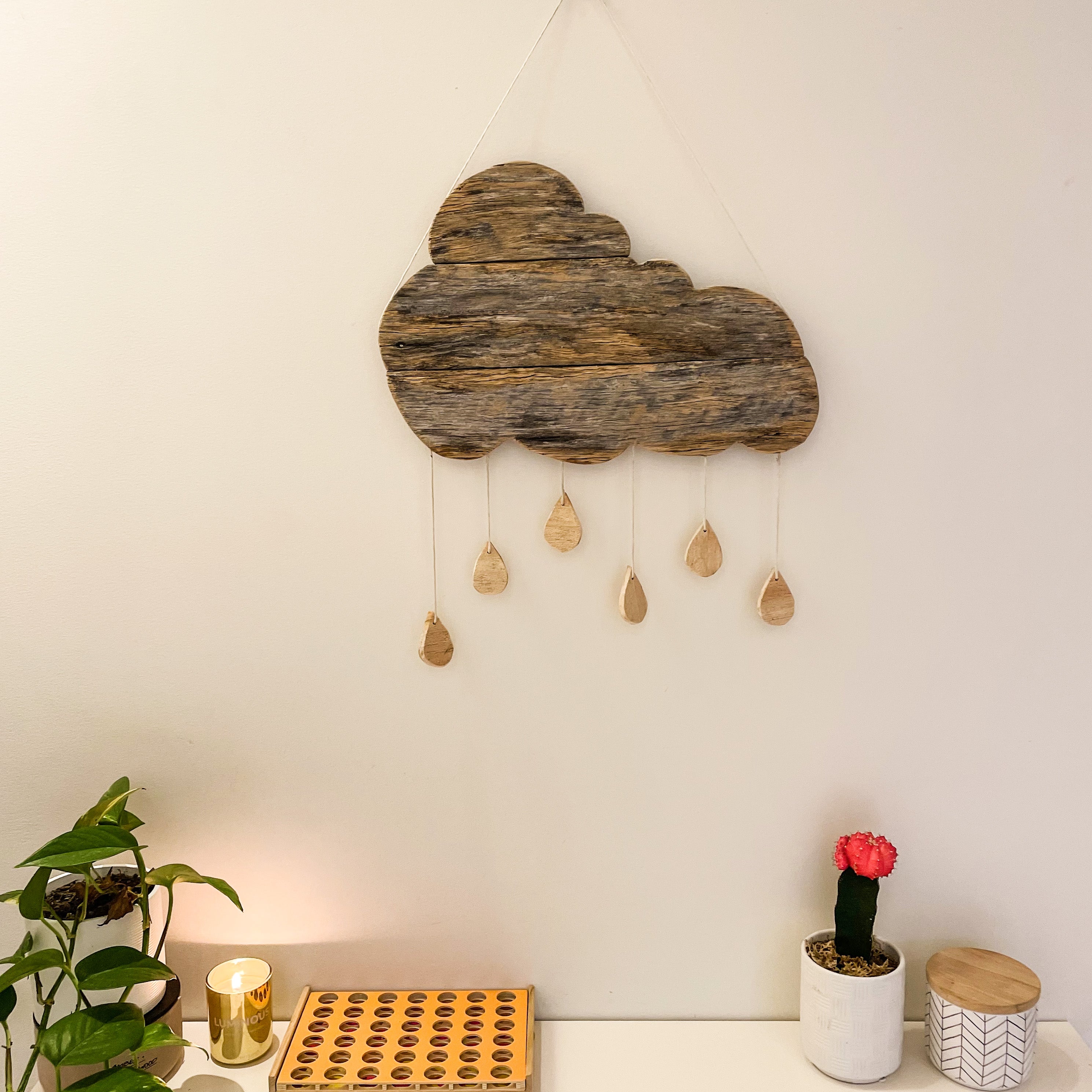 Wooden cloud wall store decor